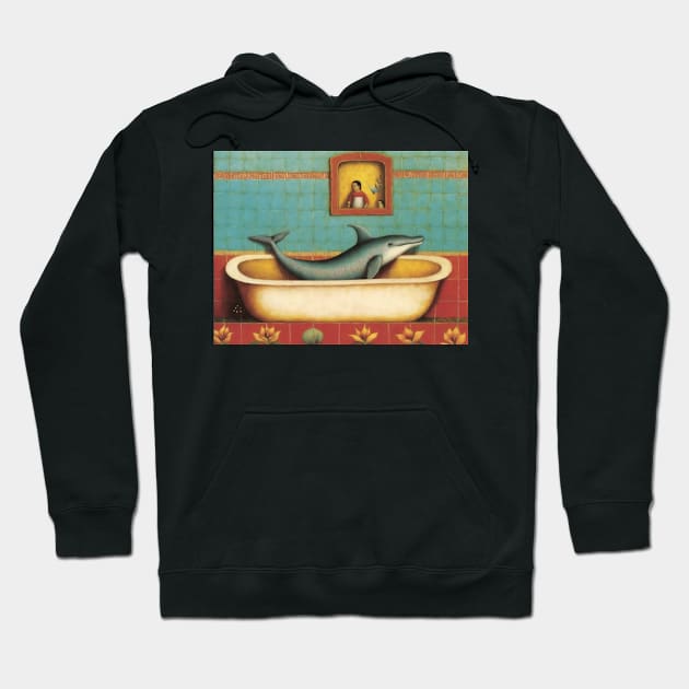 Dolphin in a Bath Tub Hoodie by Walter WhatsHisFace